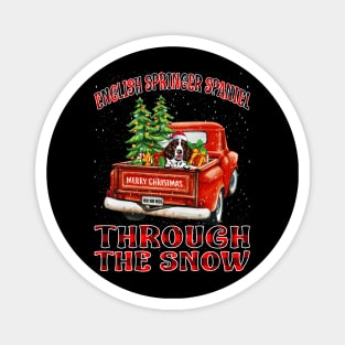 Christmas English Springer Spaniel Through The Snow Dog Santa Truck Tree Magnet